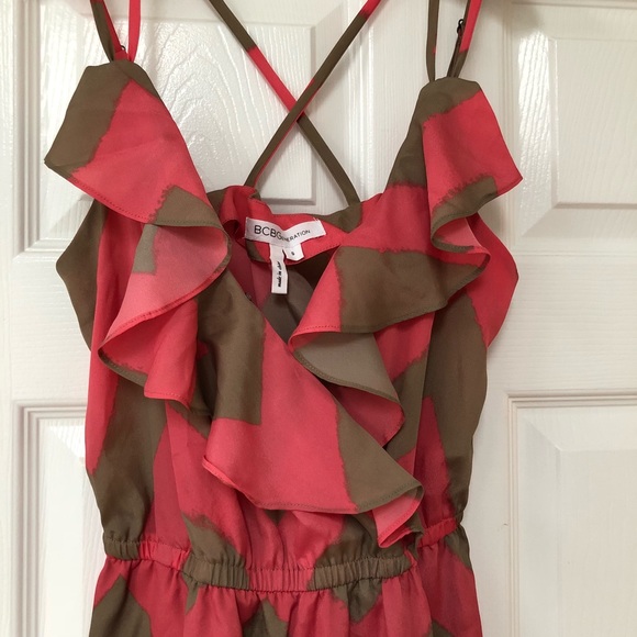 BCBGeneration Chevron Pattern Dress with Ruffles - Picture 2 of 6